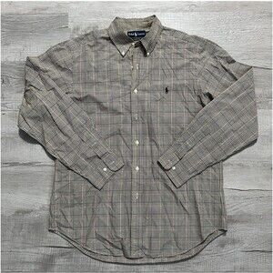 Ralph Lauren Shirt Mens 16 L Classic Fit Tattersall Check Plaid Long Sleeve